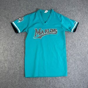 Vintage Majestic Florida Marlins MLB Jersey Kids XL Teal V-Neck